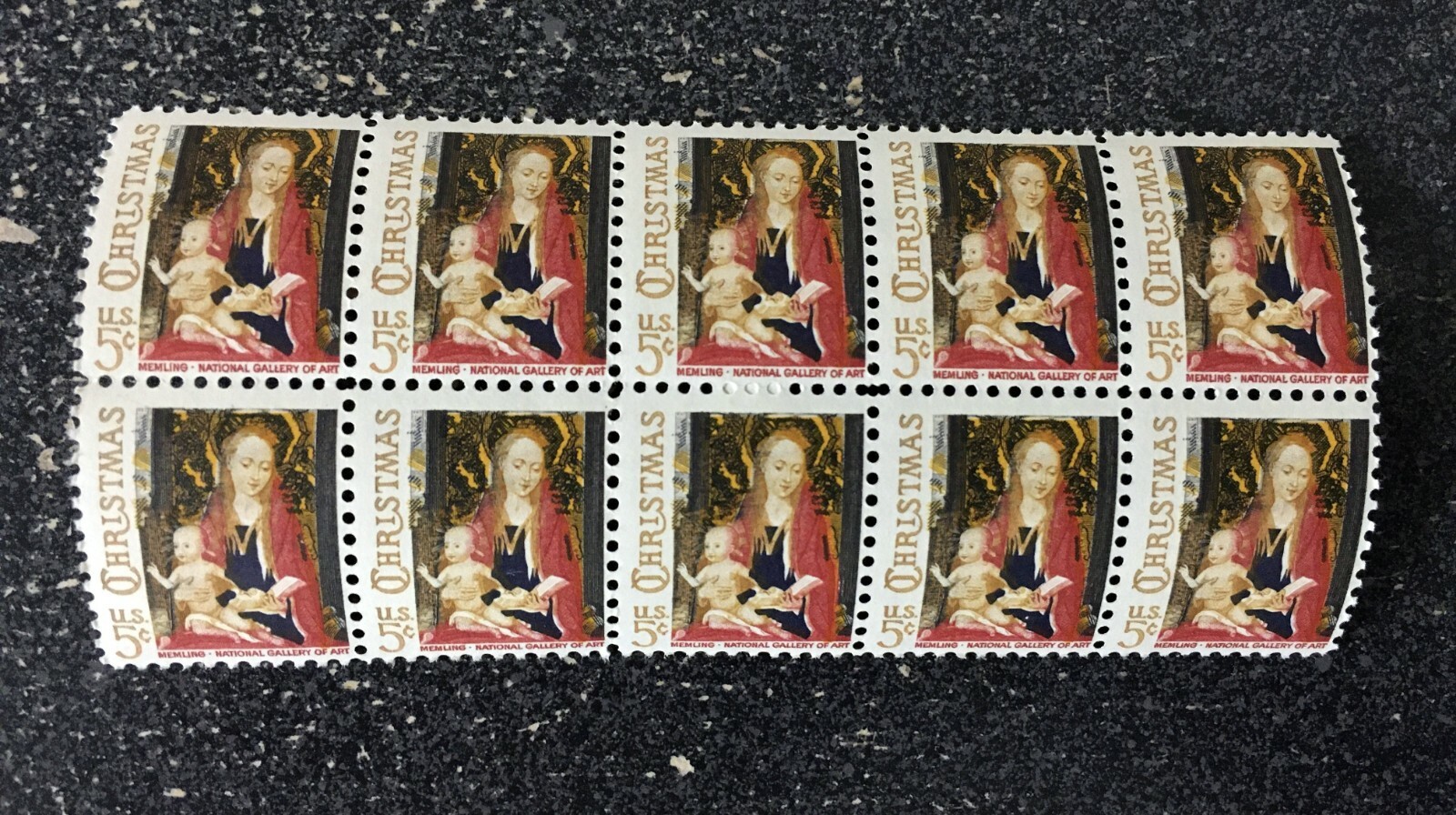US1966 #1321 5c Christmas Madonna & Child by Memling – Block of 10 Mint Stamps