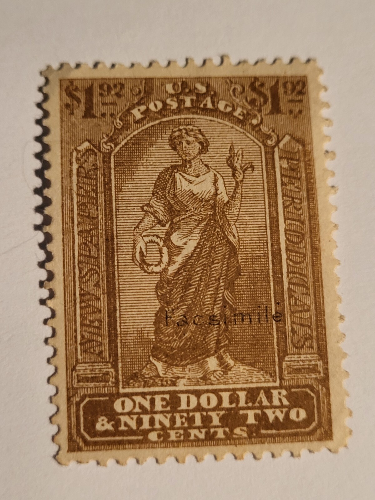 1879 $1.92 Pale Brown U.S. Postage Stamp Facsimile
