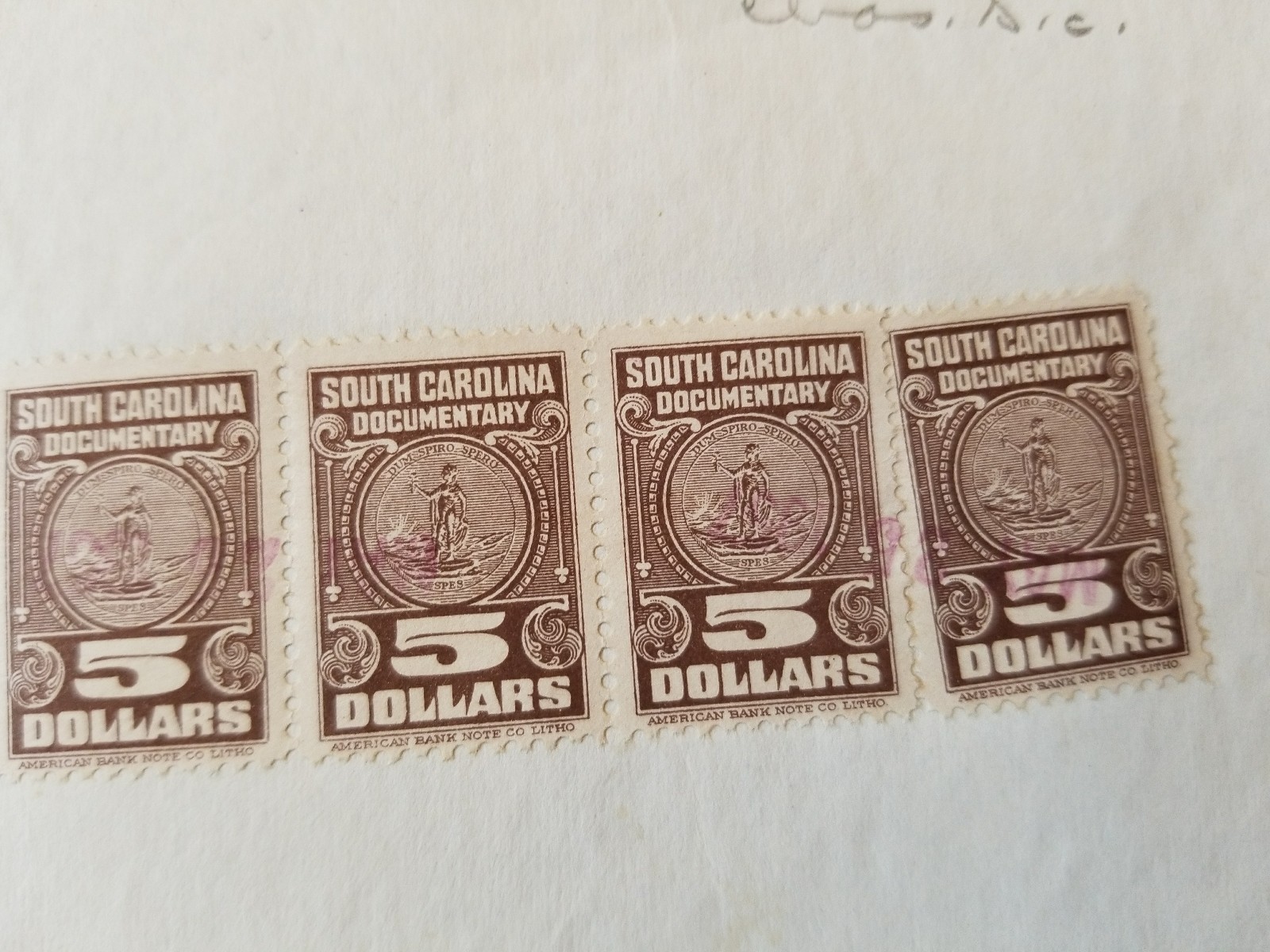 Stamp $5 Dollar South Carolina Documentary