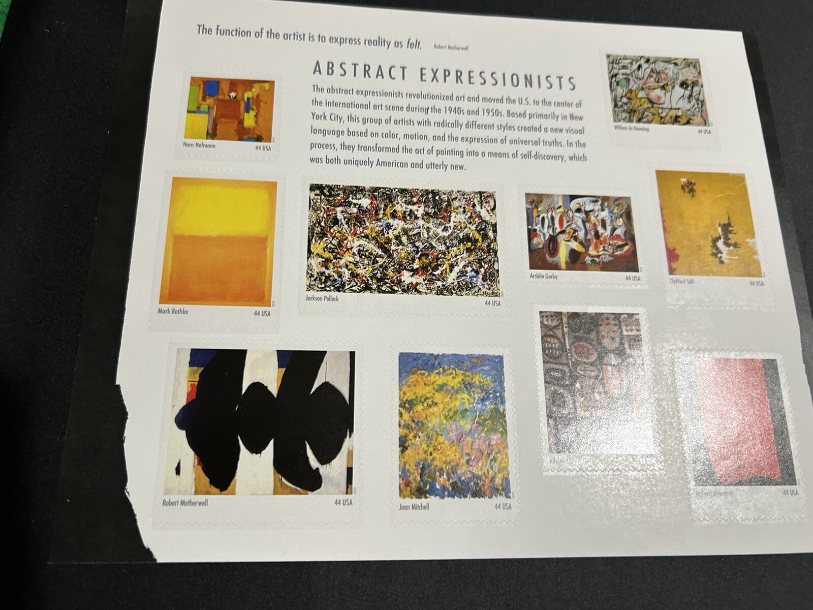 Abstract Expressionist Stamp 44 Cent Set Of 10 USA Postage