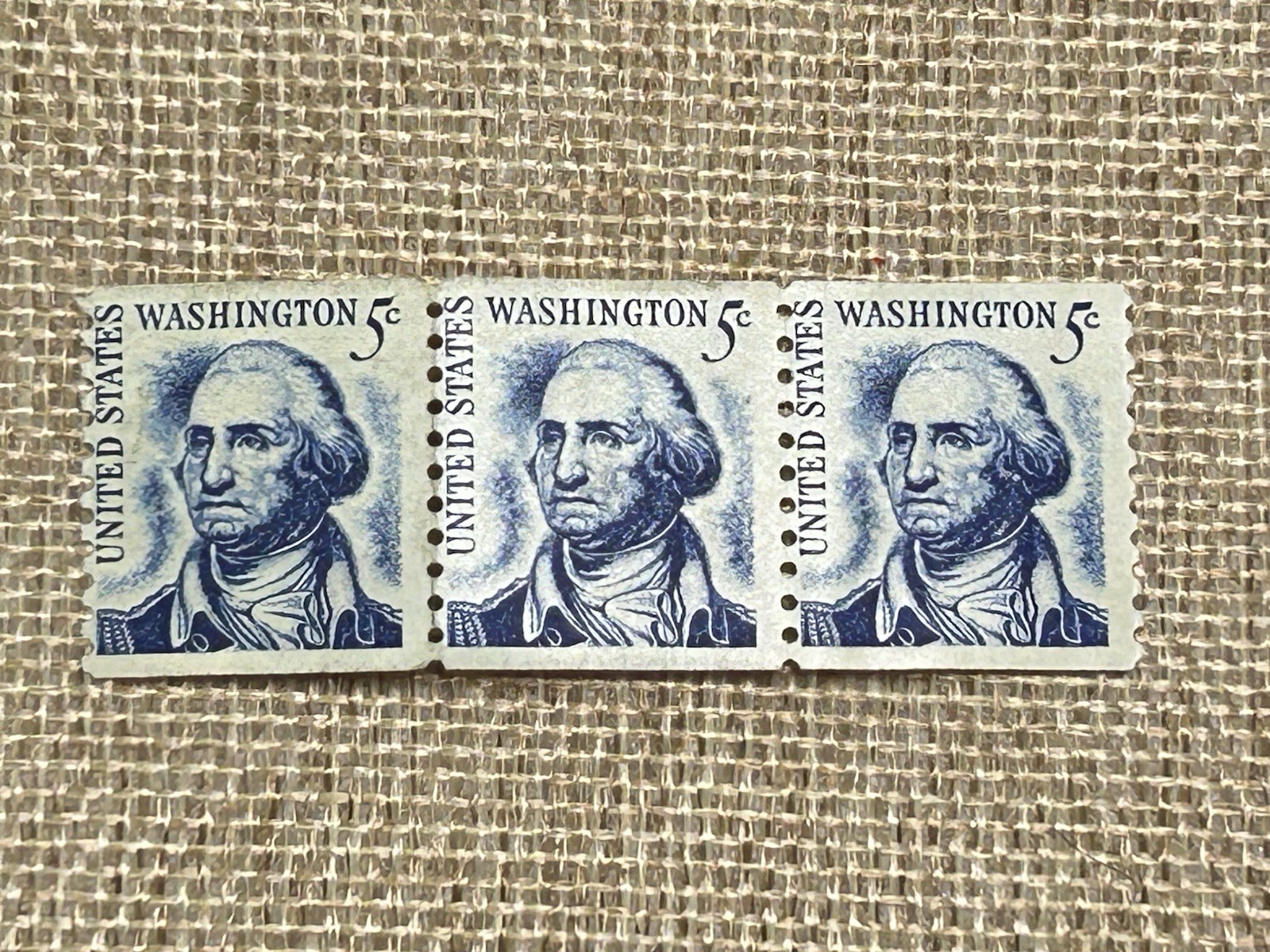 1966 3 US 5 Cent George Washington Stamp Blue Unused Rare Vintage