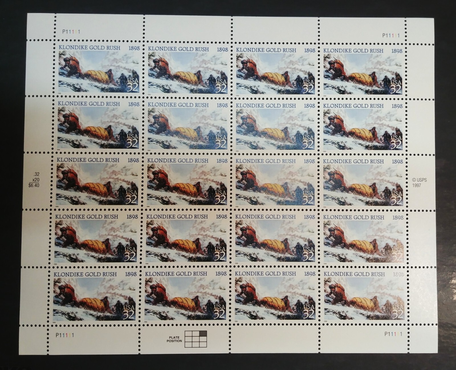 32 cent stamp Klondike Gold Rush sheet of 20 MNH Scott #3235