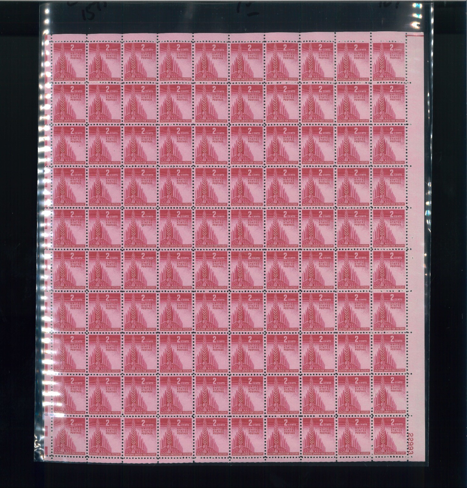 United States 2¢ Allied United Nations Postage Stamp #907 MNH Sheet