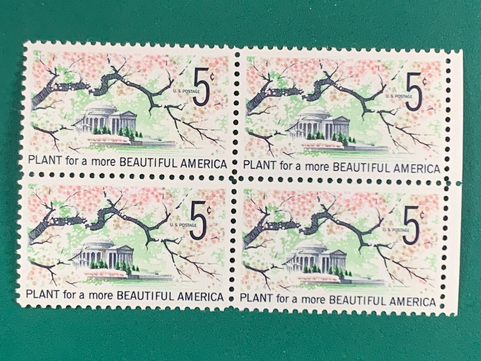 US Postage Plant for a more Beautiful America 5Cents Block Stamps Unused