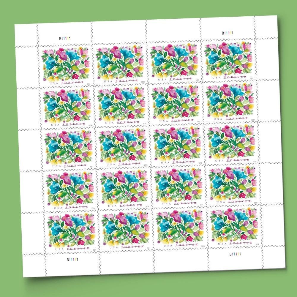 Celebration Blooms Forever Postage Stamps – Sheet of 20, USPS Floral Design, #58
