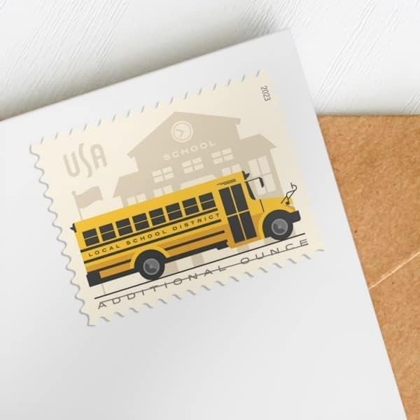 School Bus Additional Ounce Postage Stamps 2 Sheets of 20 Students Children…