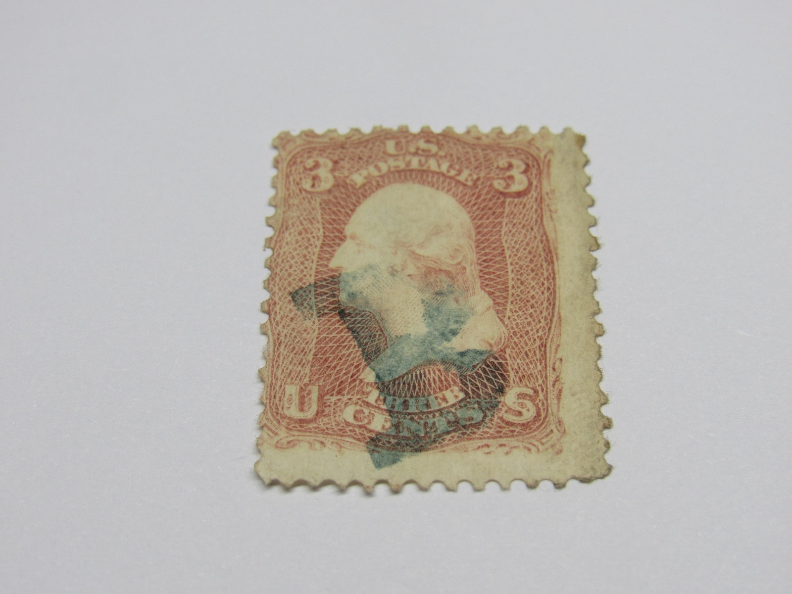 PSE Certified Stamp! 1861 U.S. POSTAGE 3¢ with Blue Letter “B” Stamps STP-08-IB