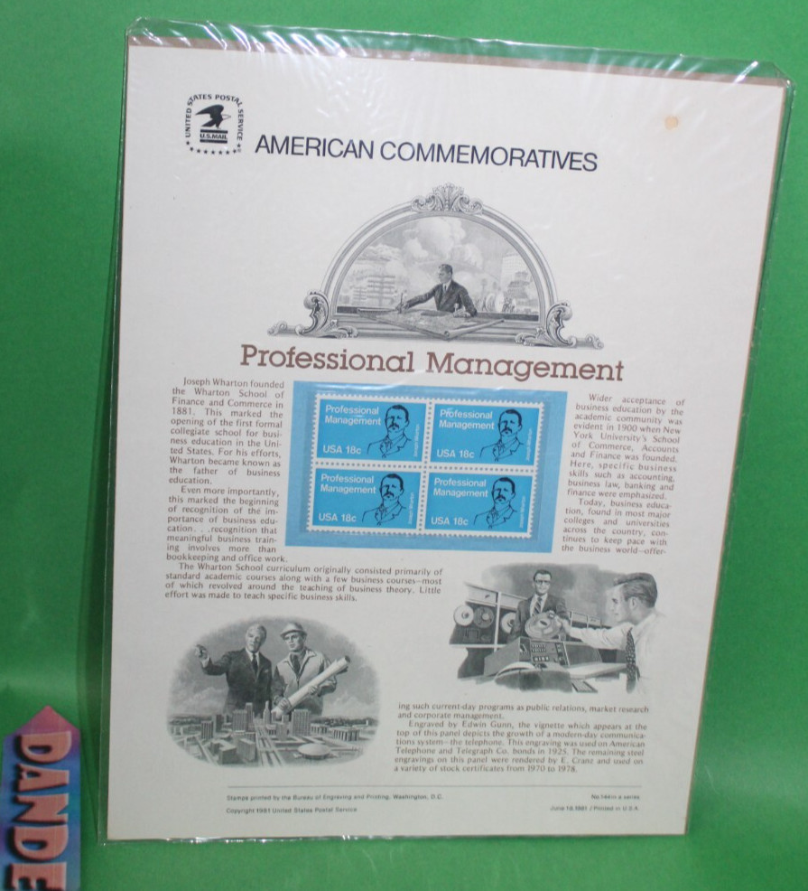 American Commemoratives Professional Management USPS Stamps 144 June 18, 1981