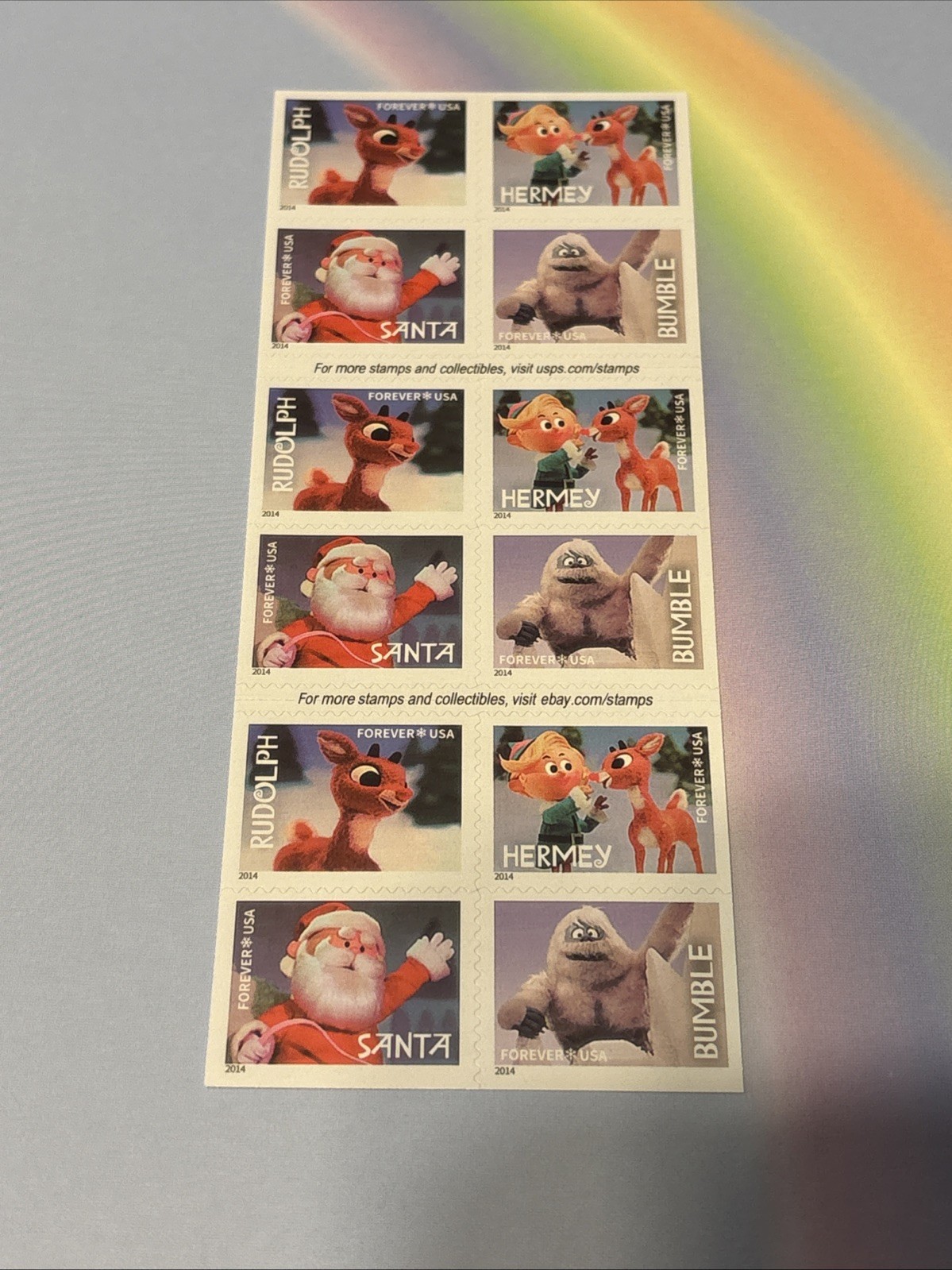 OUT OF PRINT! 2014 RUDOLPH THE RED NOSED REINDEER 20 Christmas Forever Stamps