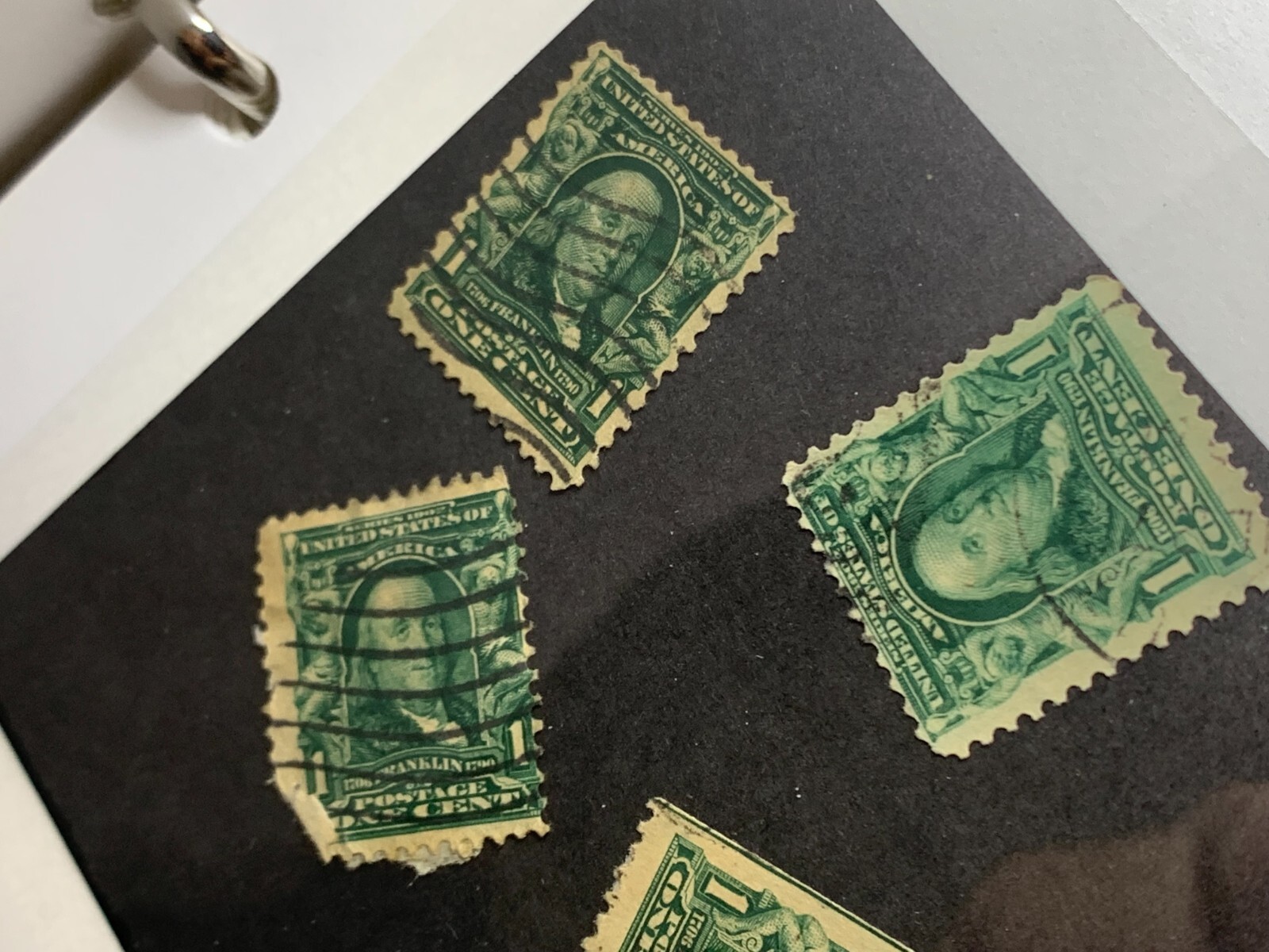 US Postage, Scott #300, 1 Cent, 1903, Franklin, Blue-Green Used (6x)