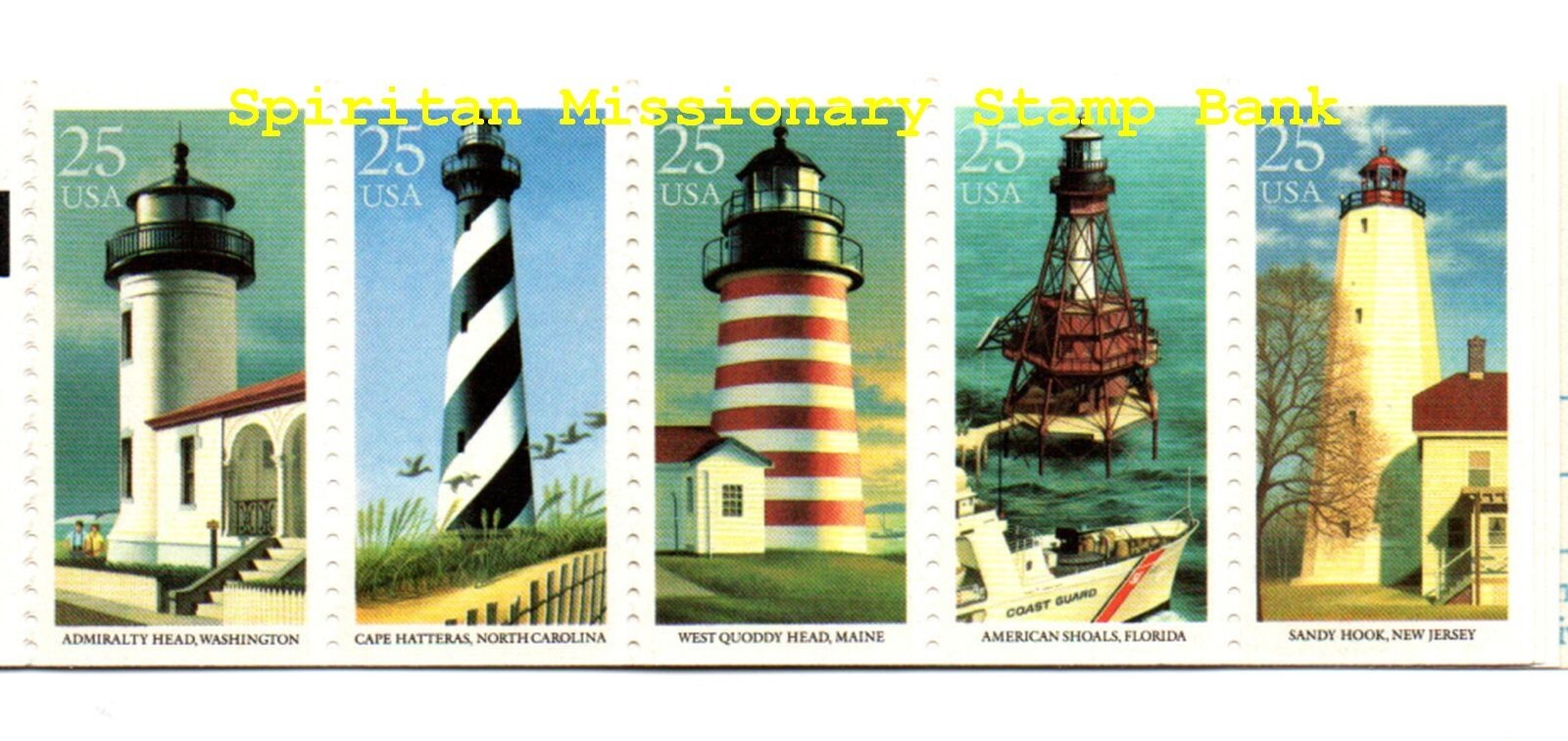 Lighthouse: 5 Mint Se Tenant USA Postage sTamps (11-520)