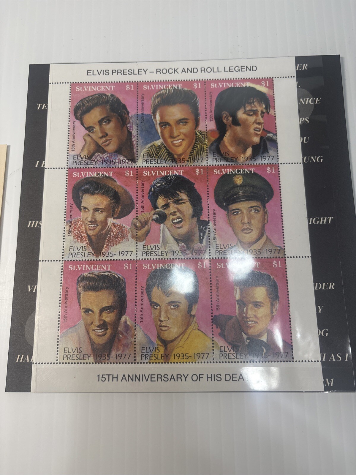 Set of 9 – $1.00 Stamps Elvis 15th Anniversary Postage Stamps.