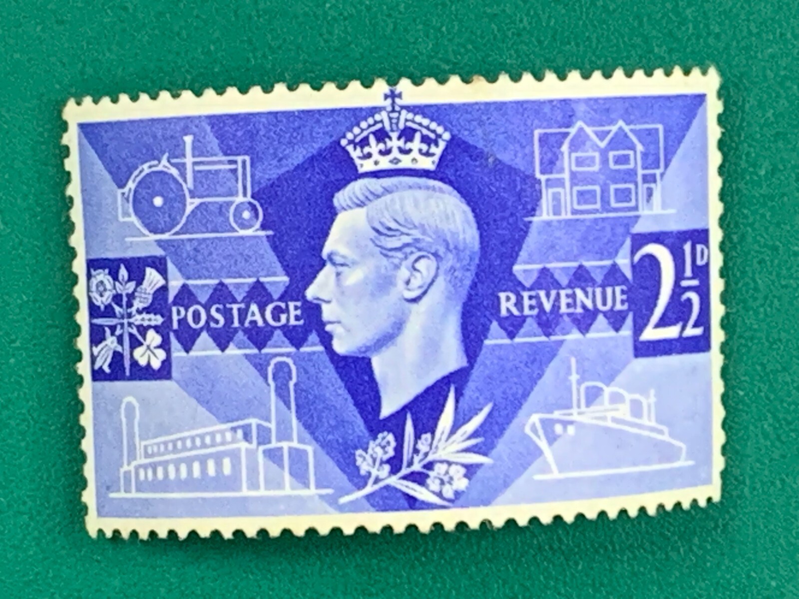 UK Postage Revenue 2 1/2 D King George VI Single Stamp