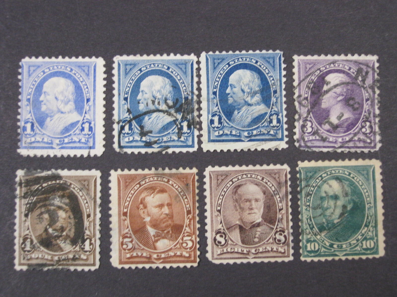 ON OFFER US 1894 BUREAU ISSUE 8 STAMPS 1 TO 10 CENT PERF 12 USED FANCY CANCELS