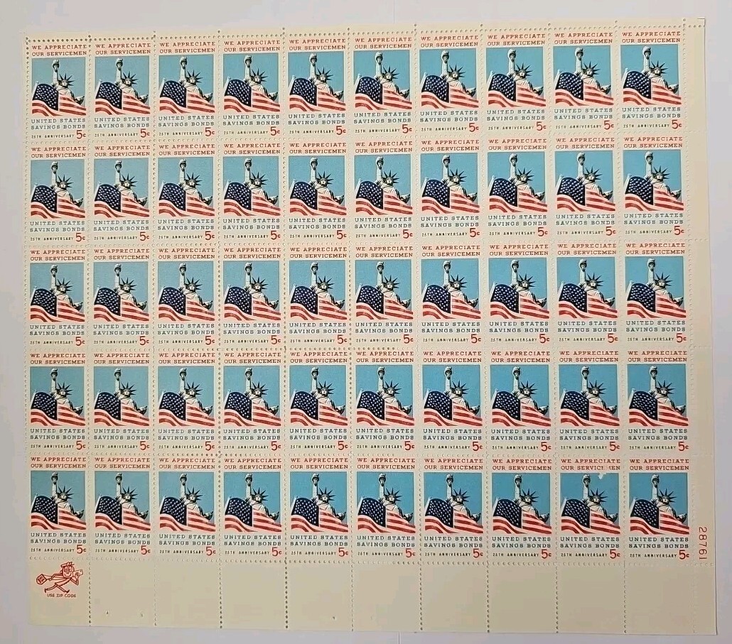 Stamp US Postage 5c 5 Cent Sheet OF 50 Stamps We Appreciate Our Servicmen