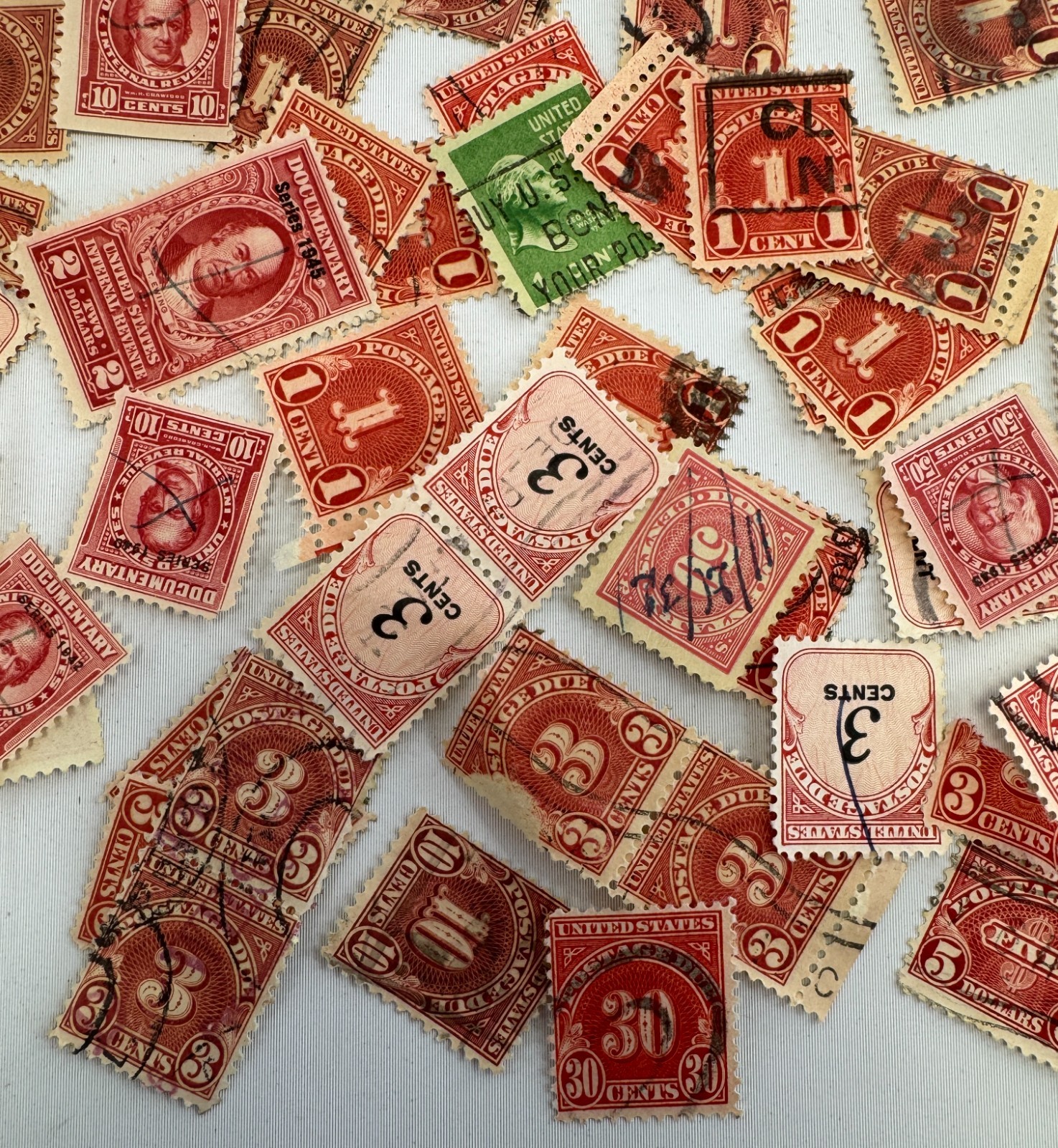 Vintage US Postage Due and Revenue Stamp Mixture 1910s through 1950s
