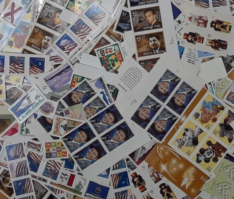 Unused 100 of Multiples & Strips & Singles of 42¢ US Postage Stamps USA FV $42.0