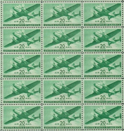 United States 20¢ Transport Plane Air Mail Postage Stamp #C29 Pack of 100