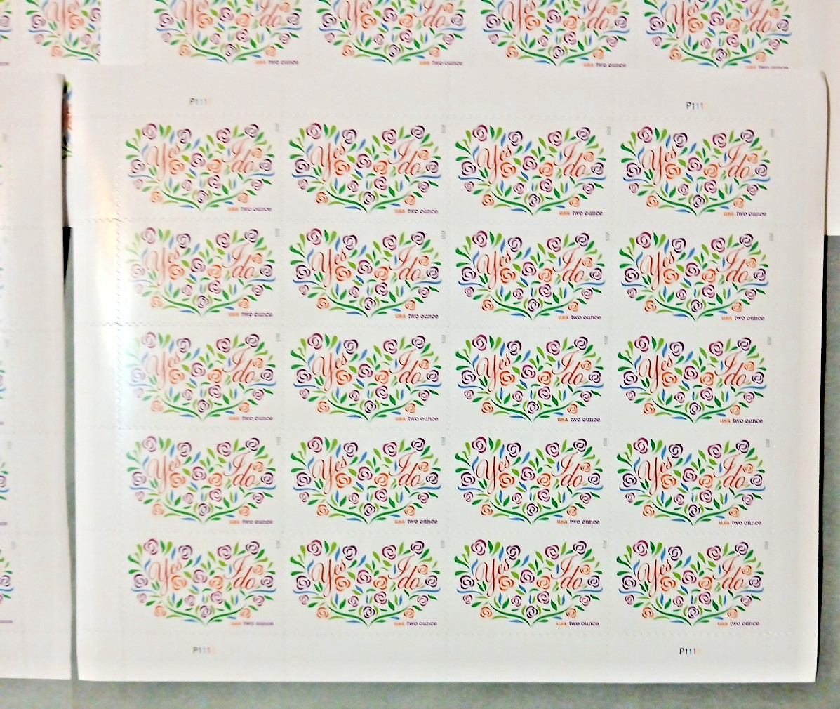 Yes, I Do Wedding Forever Stamps, 2 Ounce USPS 2011, Estate Sale lot of 5 Sheets