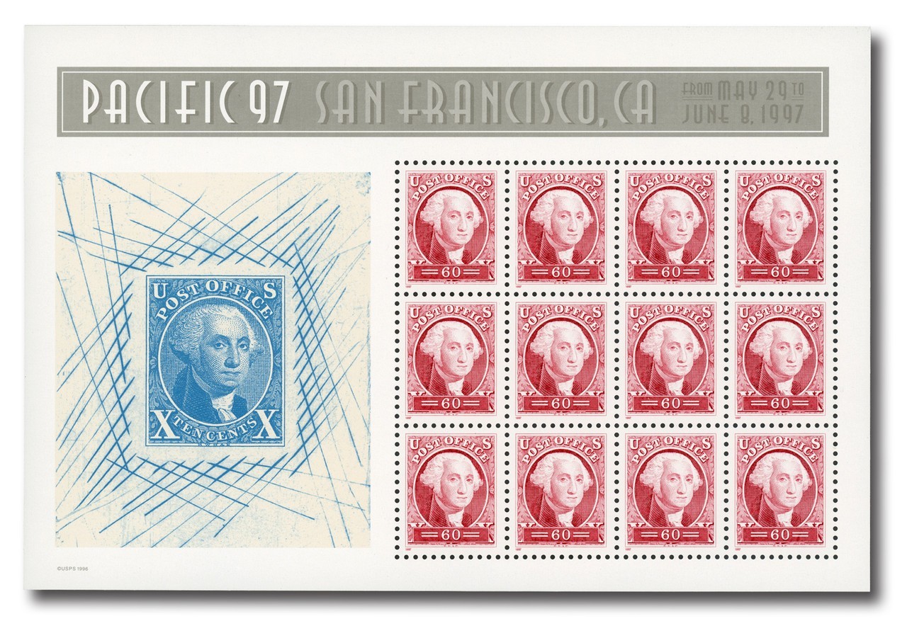 United States 60¢ Pacific ’97: George Washington Postage Stamp #3140 Sheet of 12