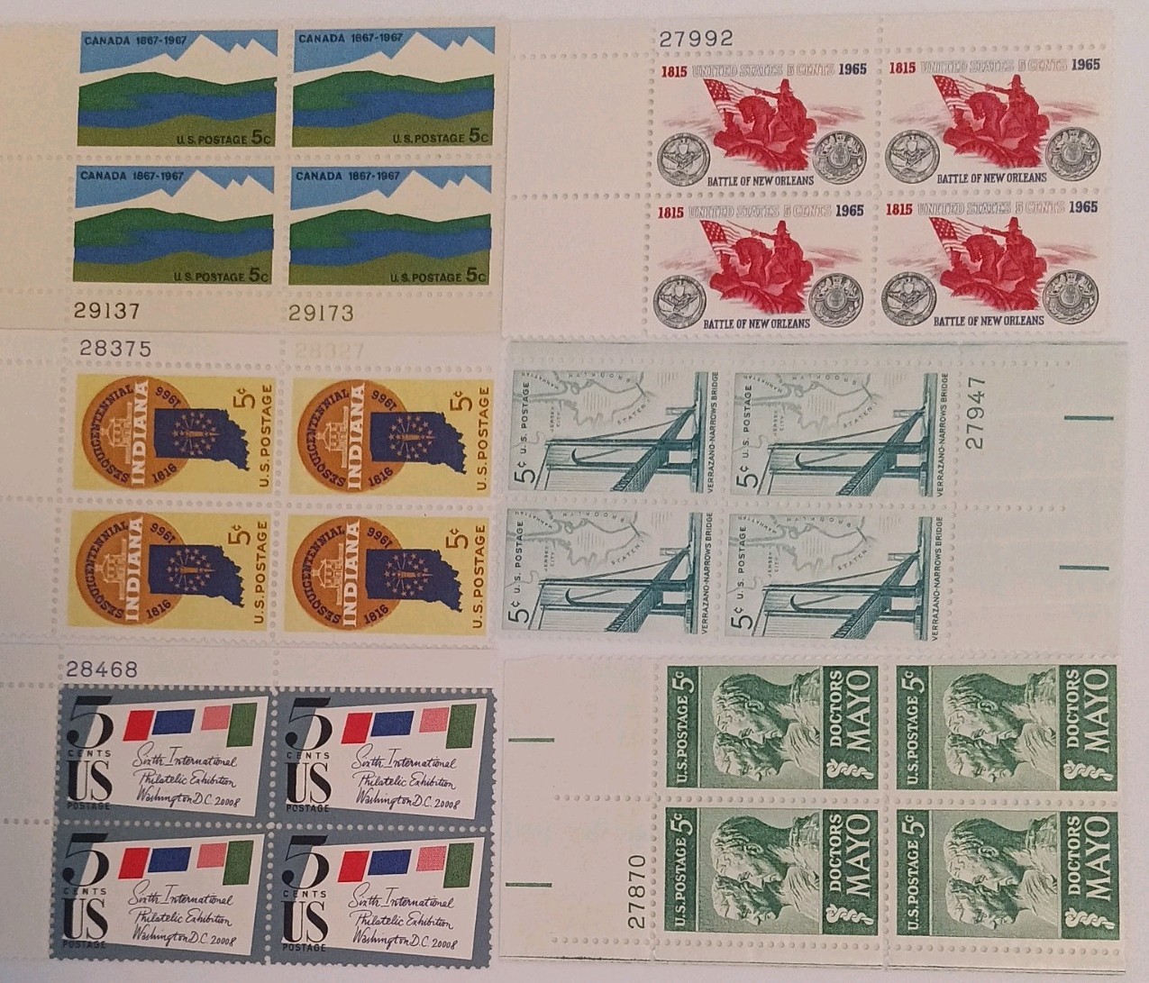 Lot of Unused 5 Cent Stamps, Vintage Five Cent U.S. Postage Stamps lot 7