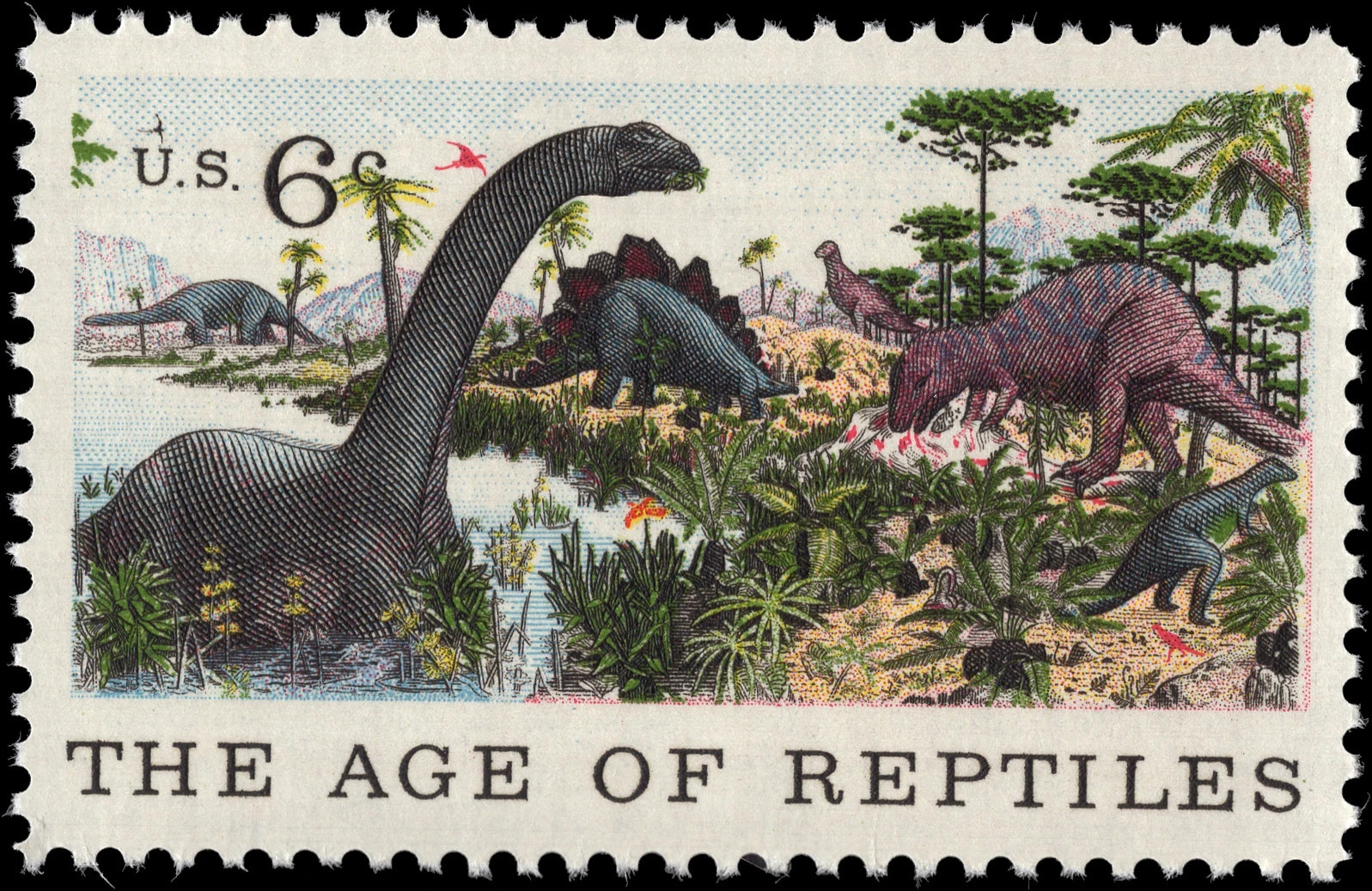 USA 1970 – THE AGE OF REPTILES – 6 Cent Beautiful MNH Stamp – Scott #1390
