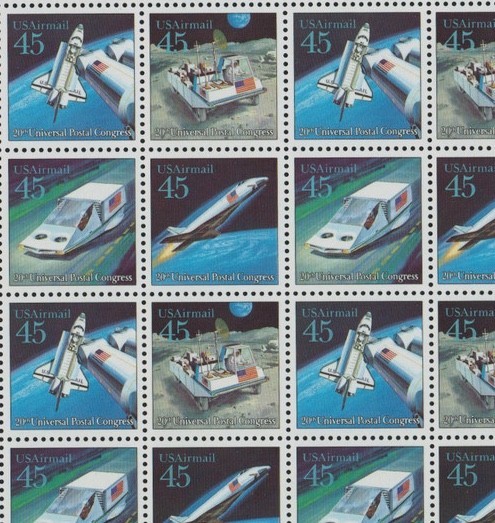 United States 45¢ Space Age UPU Air Mail Postage Stamp #C122-25 x 100 singles