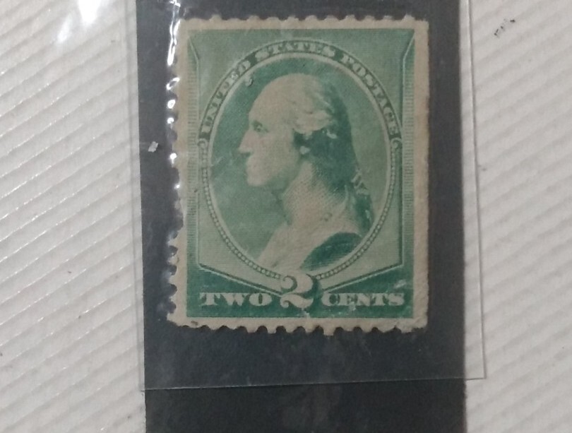 Blue/Green 2 Cent Washington Stamp rare perforation error
