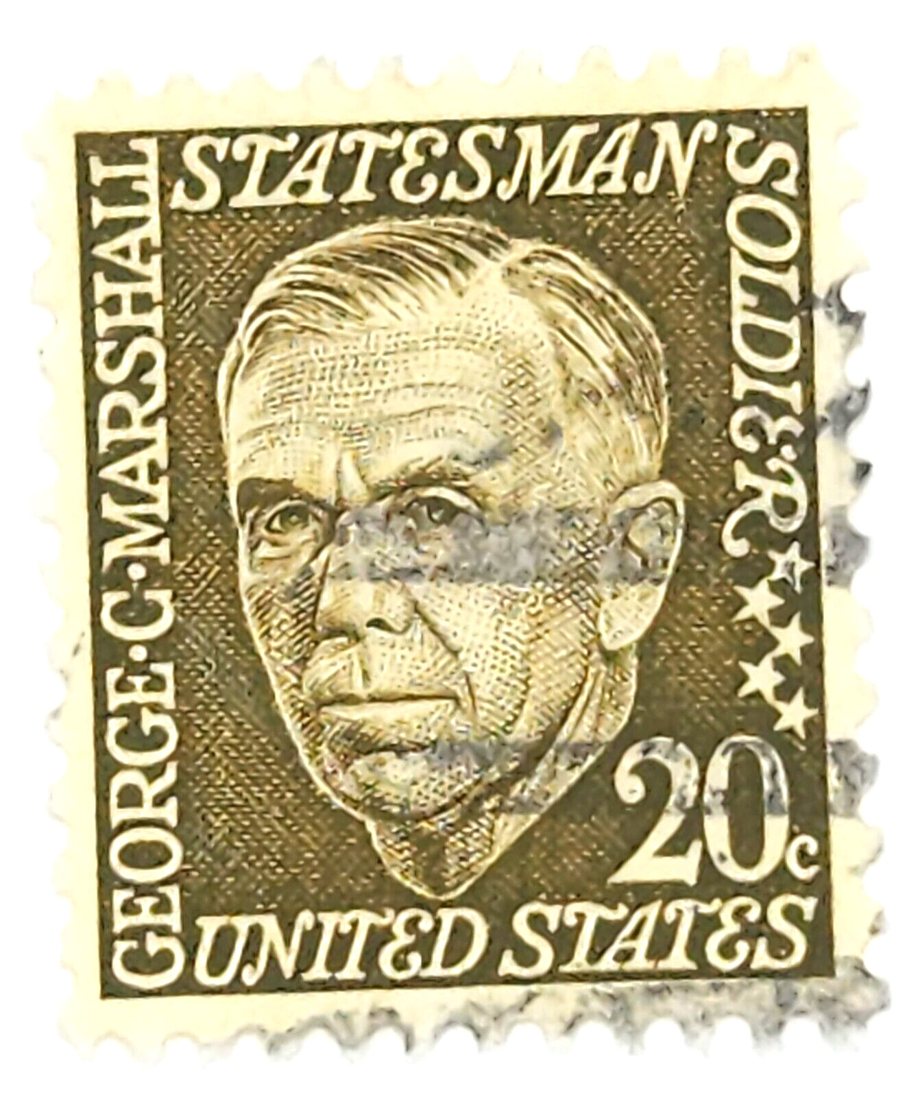 1967 George C. Marshall 20 Cent U.S. Postage Stamp Scott #1289 Good, Used