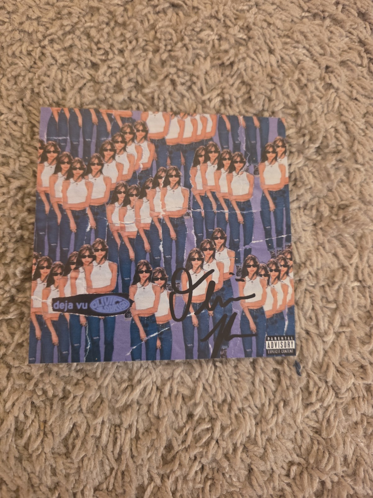 Olivia Rodrigo Signed Deja Vu Cd Size Fanmade Reprint Glossy Photo Paper
