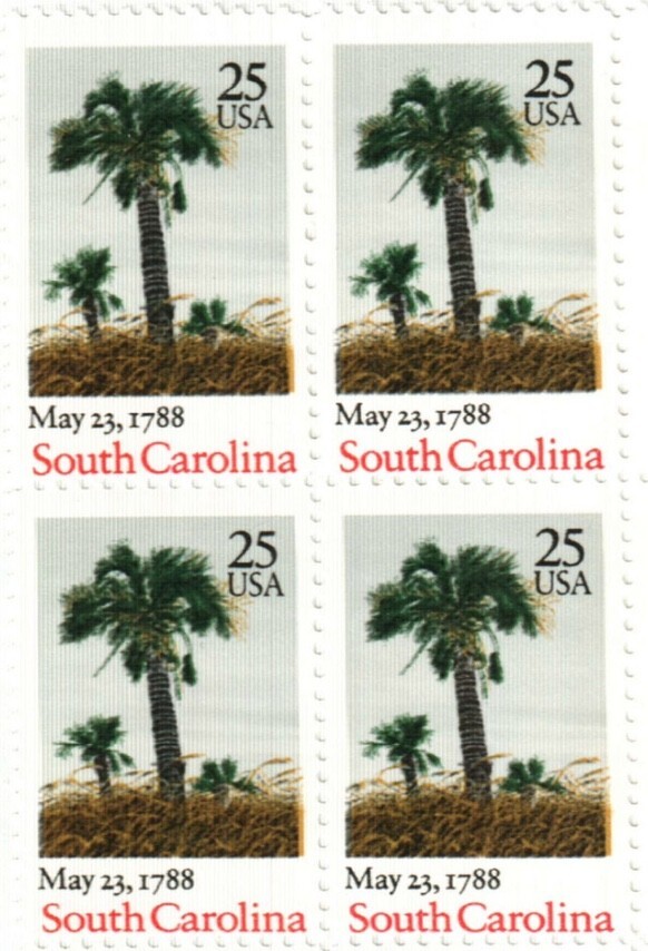 United States 25¢ South Carolina Statehood Postage Stamp #2343 x 100 singles