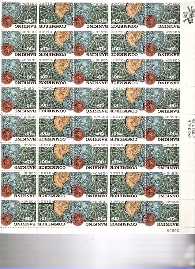 BANKING & COMMERCE–Page of 50 Collectible 1975 Stamps–FREE SHIP