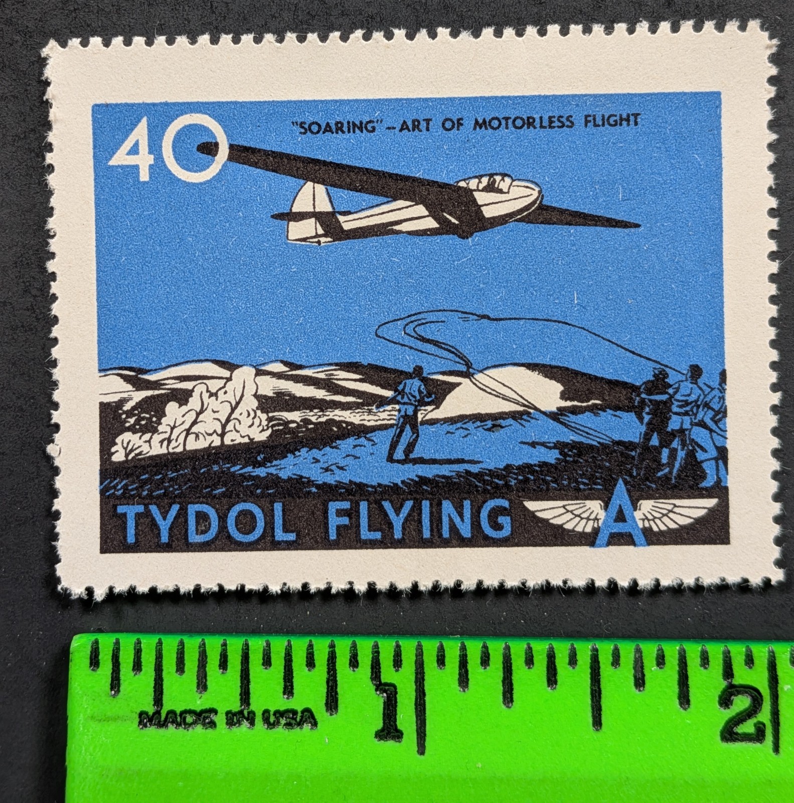 Vintage Tydol Flying Ship Plane Gas Oil Poster Stamp