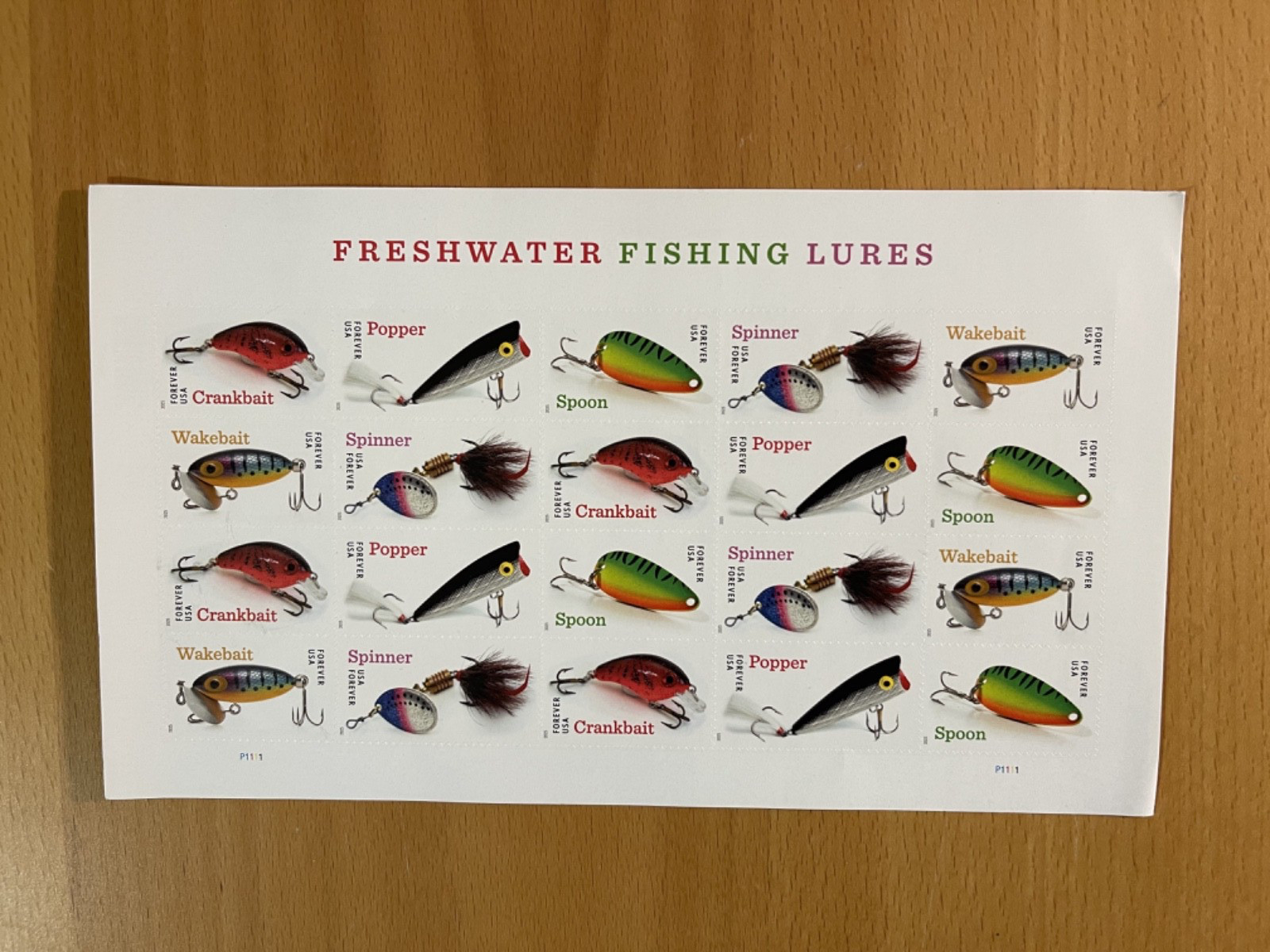 US SCOTT 5961 – 65 SHEET OF 20 FRESHWATER FISHING LURES FOREVER STAMPS MNH
