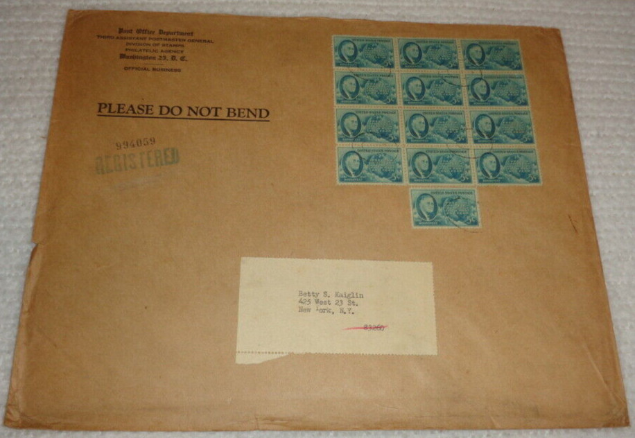 1946 Post Office Department Philatelic Agency Envelope 13 Roosevelt Stamps