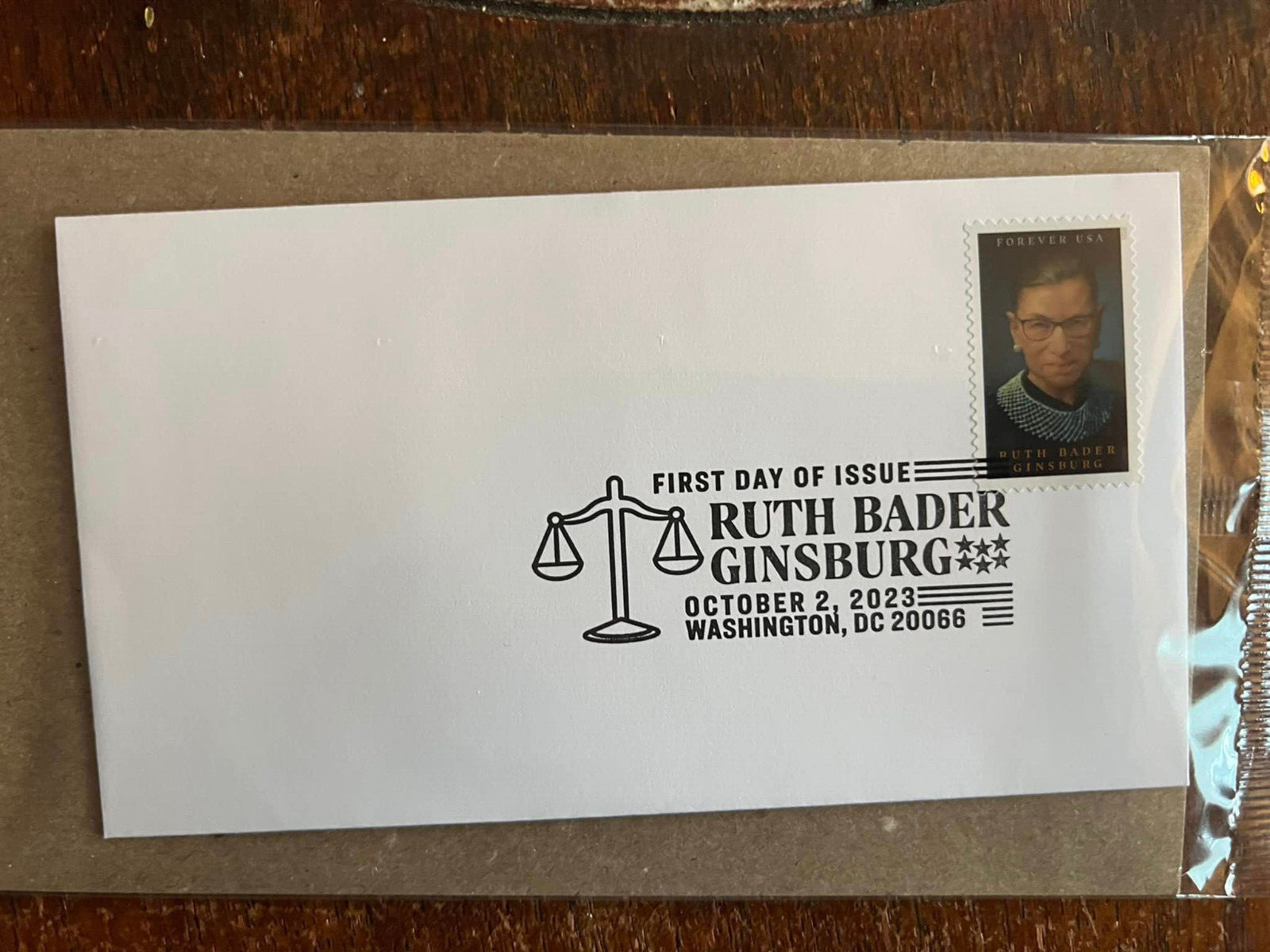 Ruth Bader Ginsburg postage stamped envelope first day cover 09/012/2023