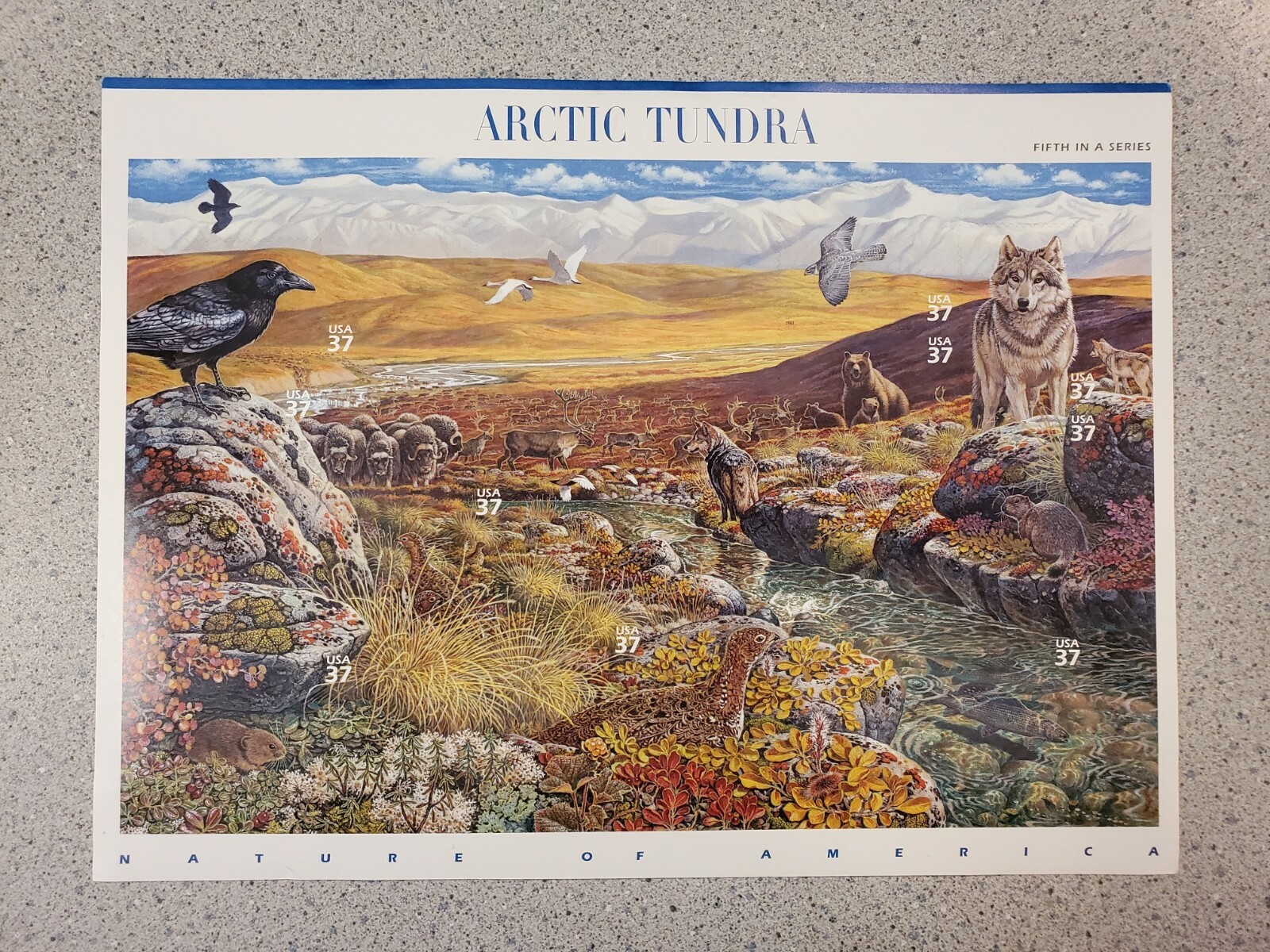 Sheet of 10 Arctic Tundra 37 cent stamps from Nature of America series.
