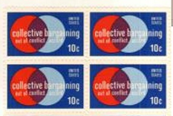 COLLECTIVE BARGAINING-Block of 4 Collectible Unused 1975 Stamps-FREE SHIP