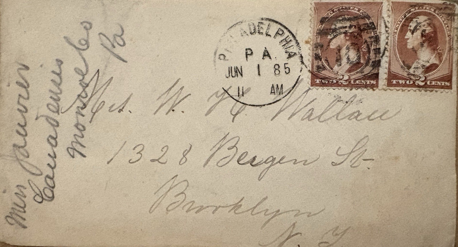 Lot of 5 1880s U.S. Covers w/ 2¢ Washington (Scott #210) incl. Double-Franked