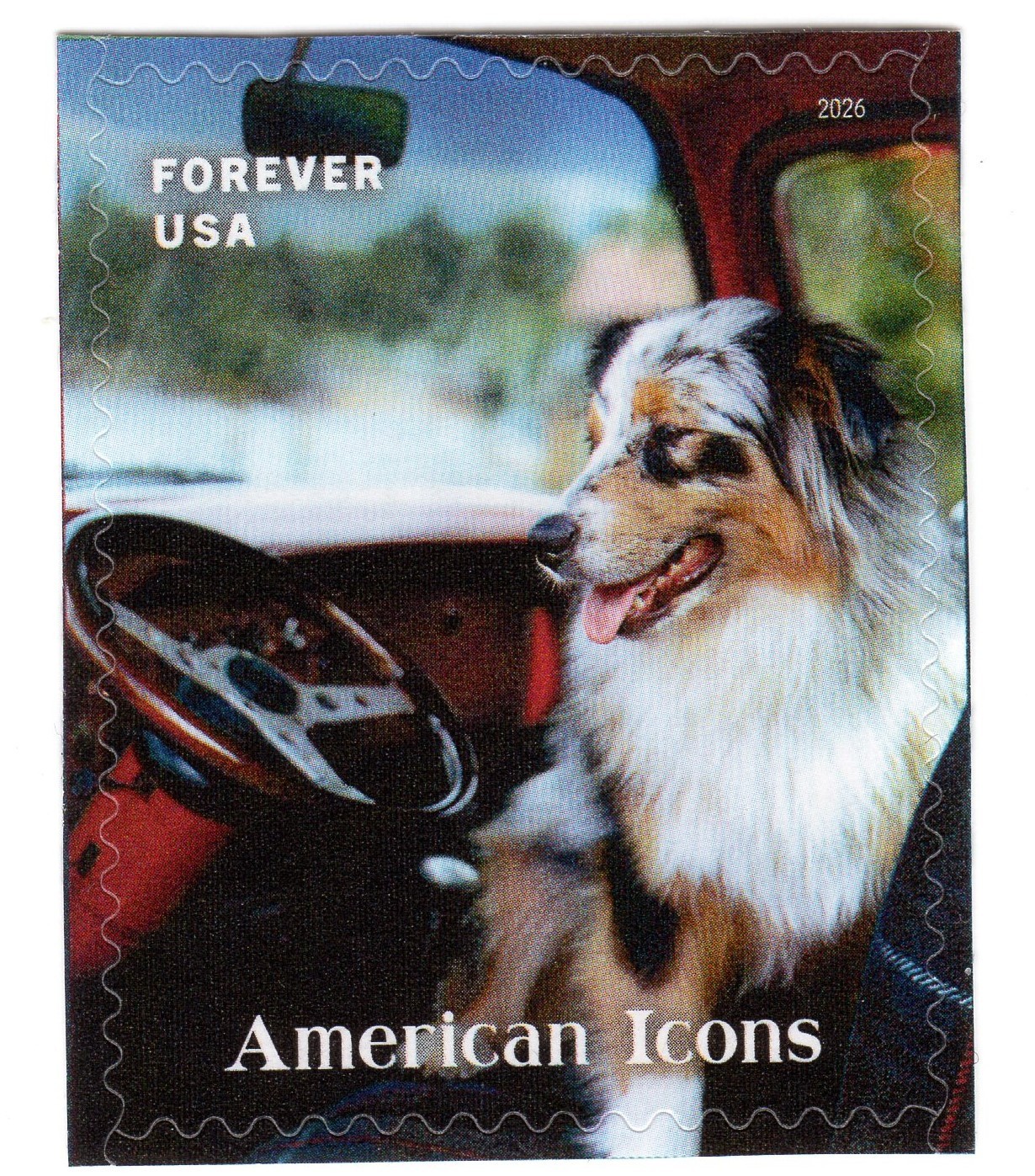 USPS American Icons Faithful Dog in Truck Single Forever Stamp – MNH (6105)