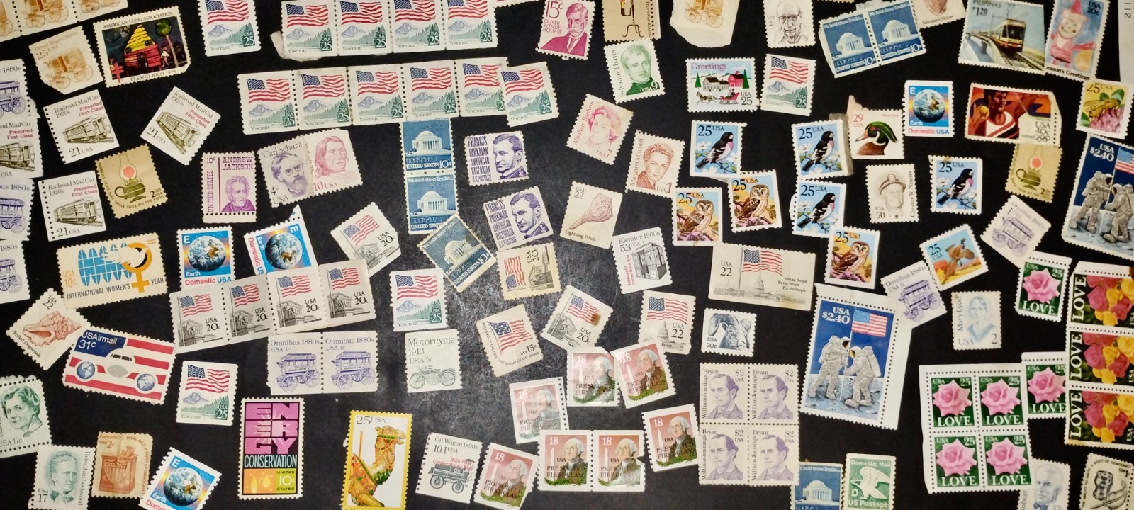Mixed Lot of 200+ U.S. Vintage Stamps– High Denomination, non cancelled, Nice!!