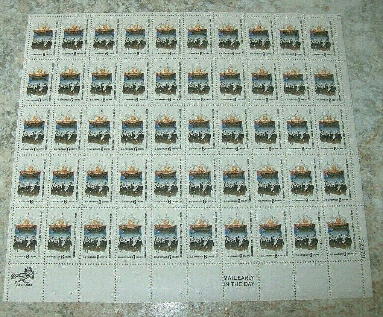 Estate Find Postage Stamps Full Sheets, Lot of 10, Denominations 6 cents