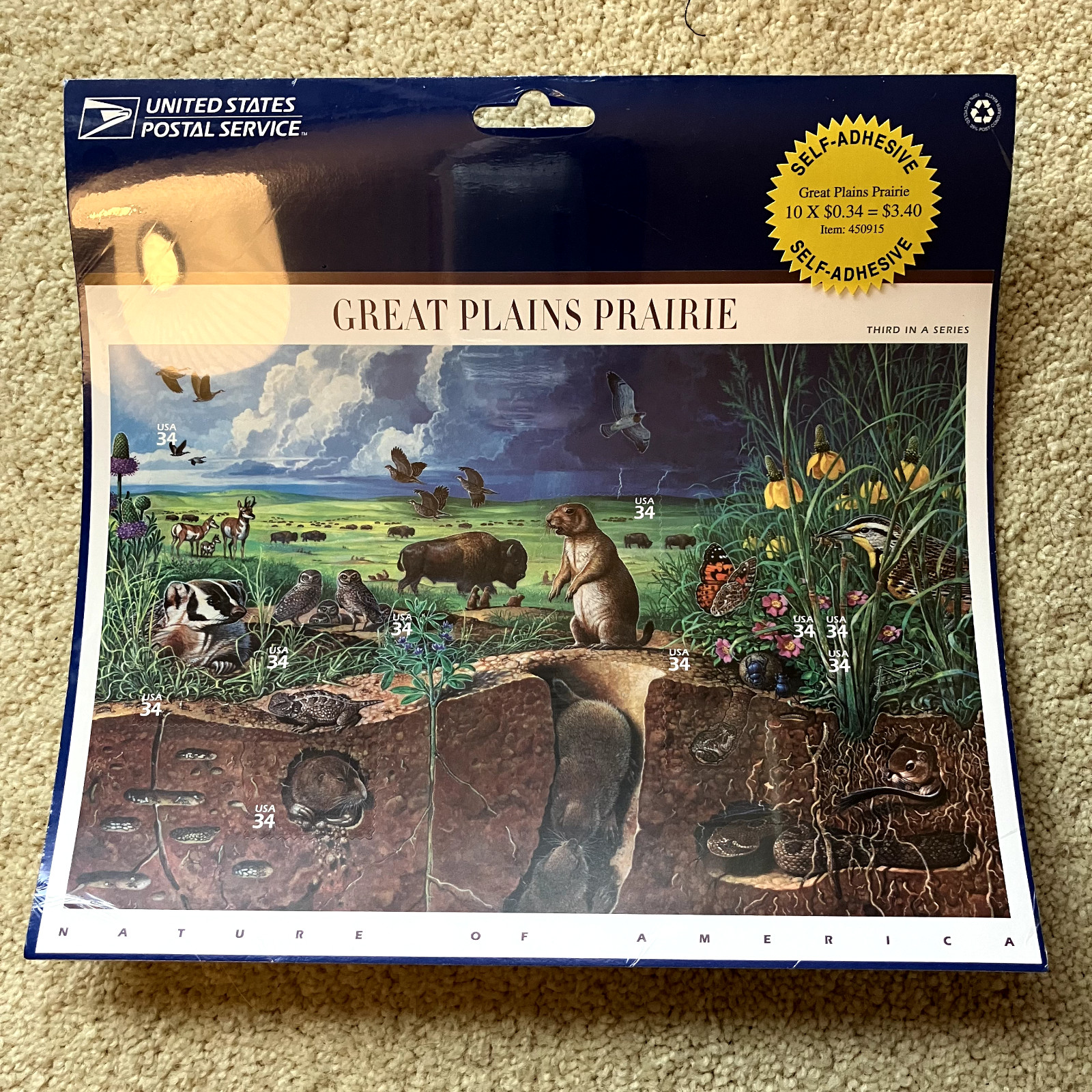 USPS Stamps Set of 3 Nature of America Prairie, Rain Forest, Coral Reef – MNH
