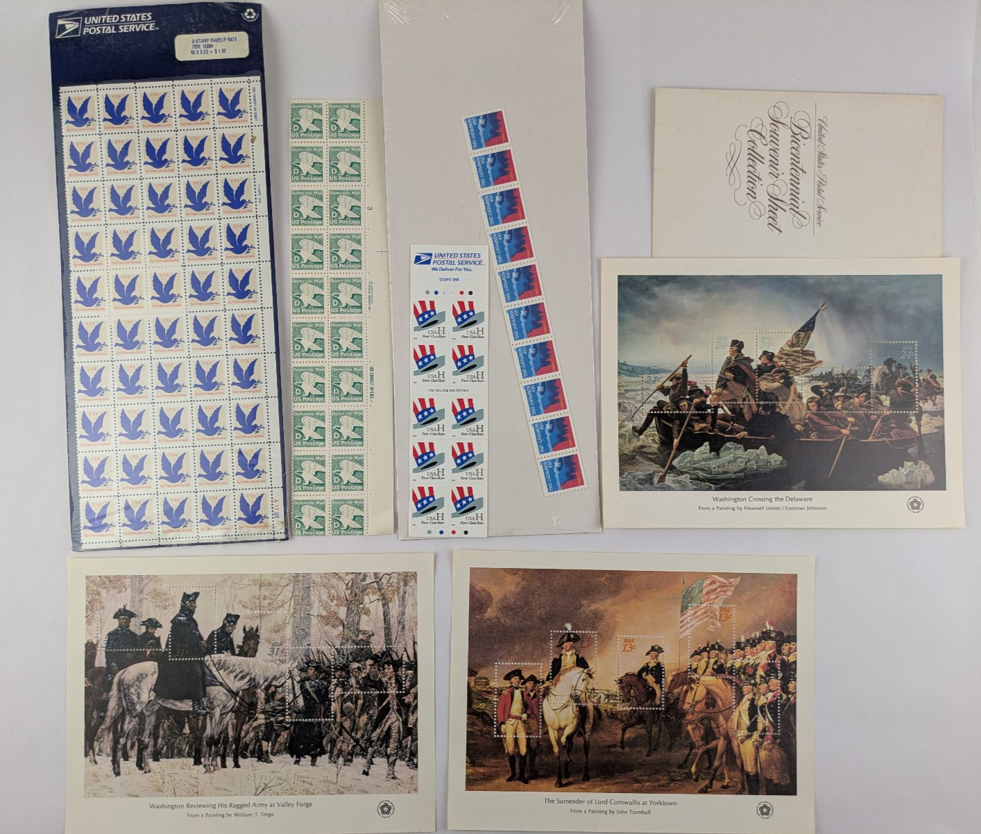 USPS Mint Stamp Lot Eagle Pane Souvenir Sheets Washington Valley Forge Yorktown