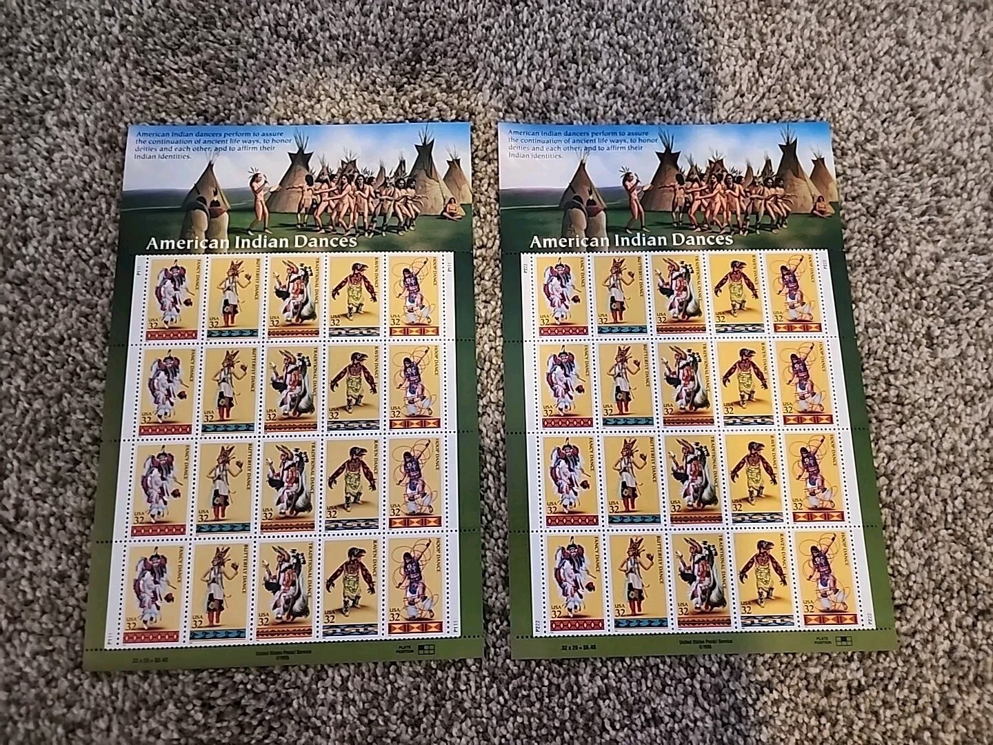 U.S. 32¢ American Indian Dances Postage Stamp #3072-76 MNH 2 Full Sheets