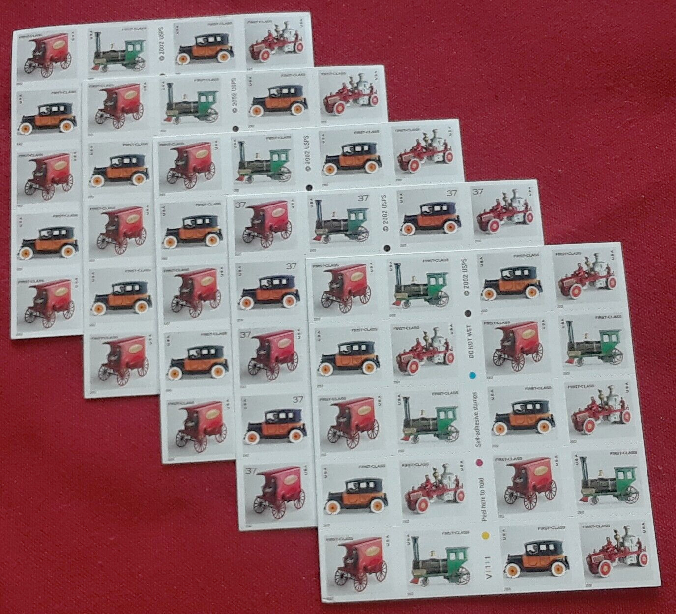 Four (4) Booklets x 20 = 80 of ANTIQUE TOYS 37¢ US Postage Stamp USA # 3642-3645