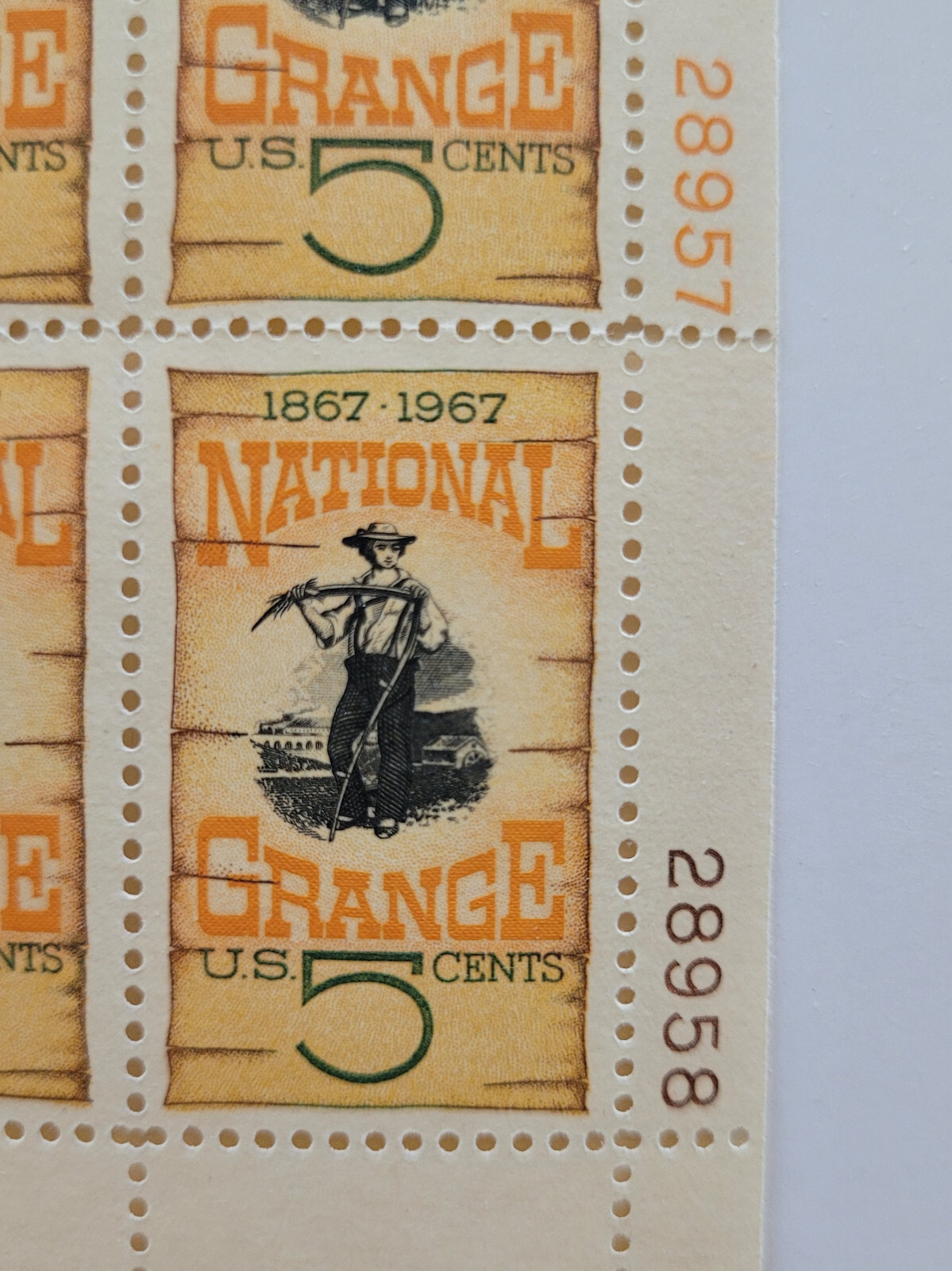 1966 Grange Poster, National Grange 100th Anniv.. 5c Block of 4 Sc #1323 MNH OG