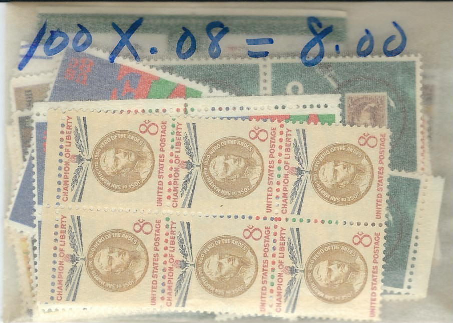 100…8 Cent Stamps…$8.00 FV…Mint Never Hinged…Random Selection