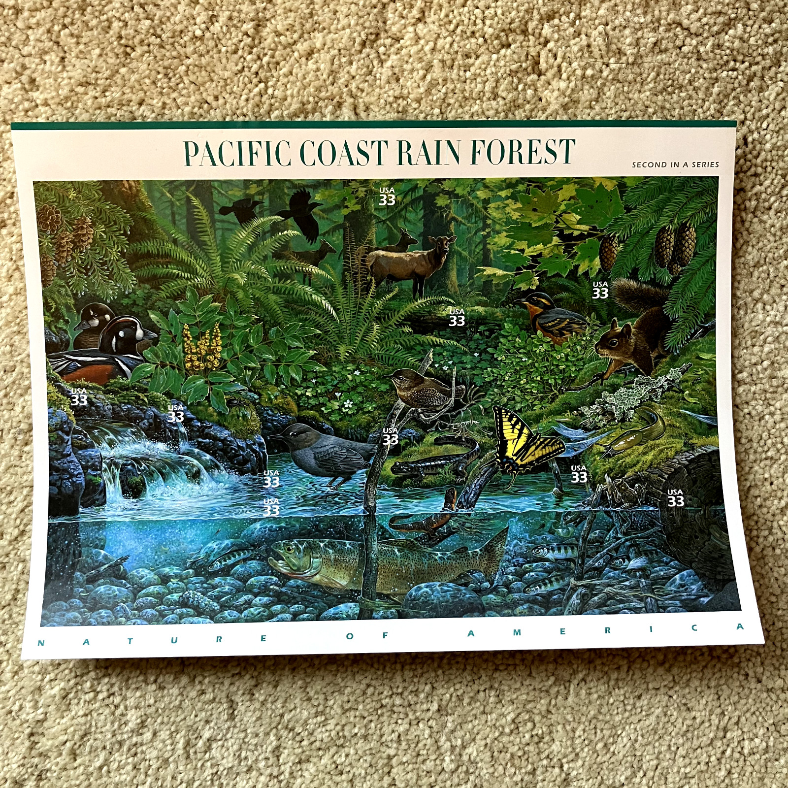 USPS Stamps Set of 3 Nature of America Prairie, Rain Forest, Coral Reef – MNH