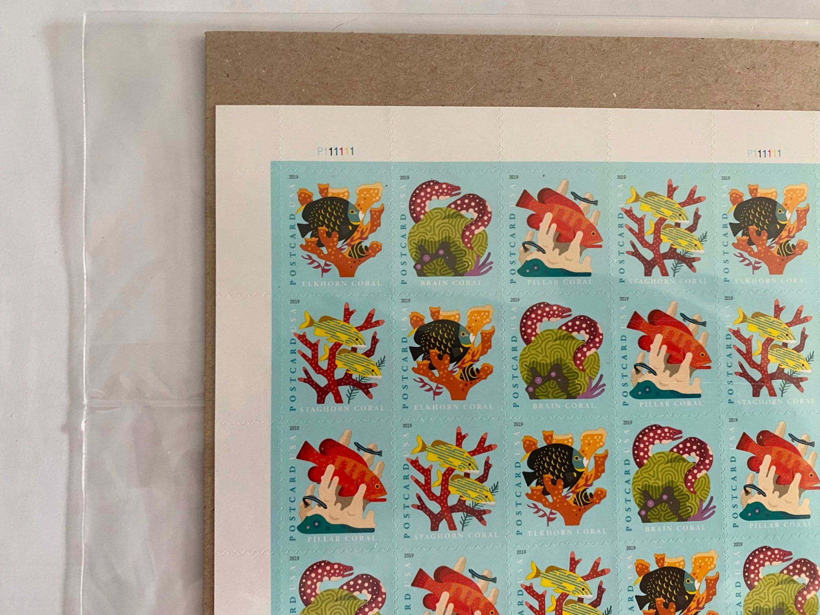 USPS Coral Reefs Postcard , Postage Stamps ( Sheet of 20) NEW USA mail ship post